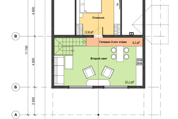 Схема второго этажа дома с террасой из профилированного бруса