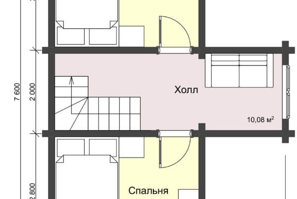 План второго этажа маленького дачного дома из дерева НД 1-15