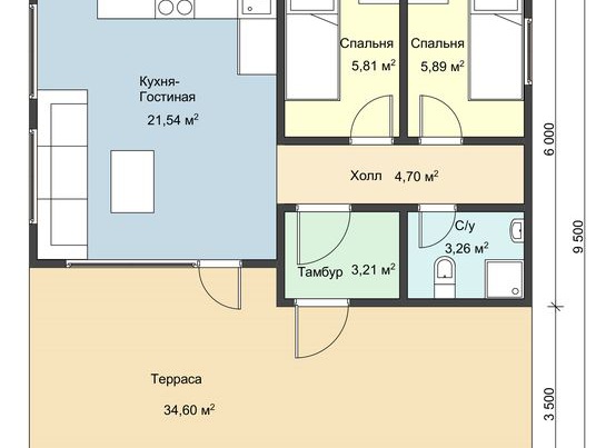 план каркасного одноэтажного дома